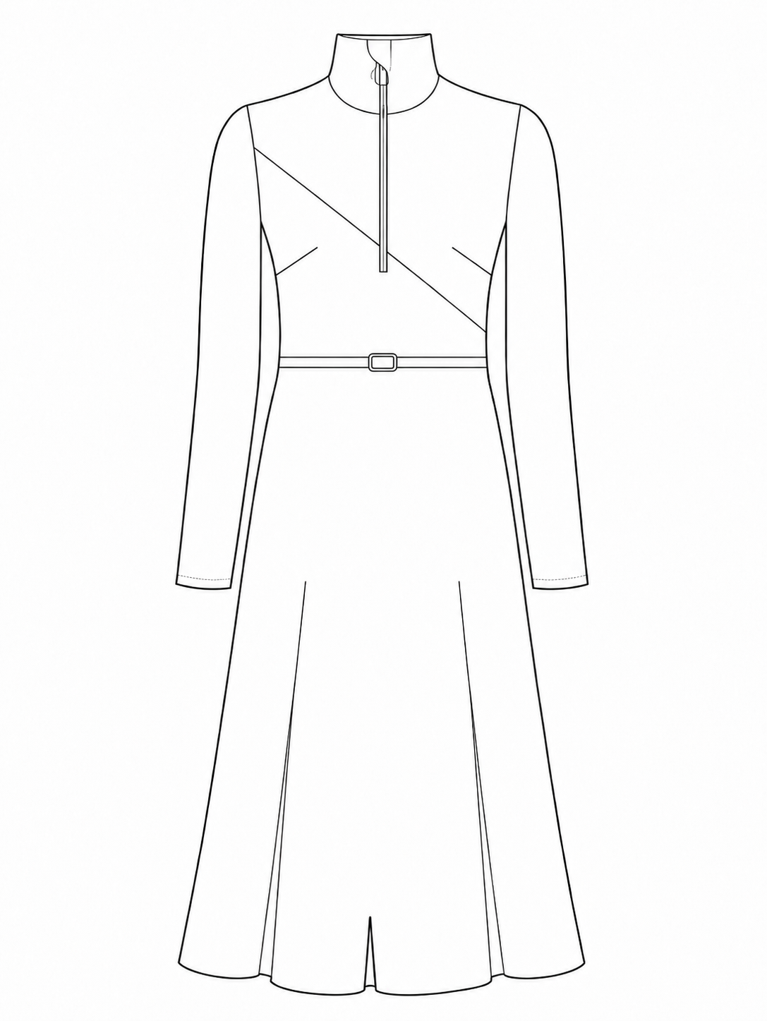 Two-colour sport midi dress: technical front view.