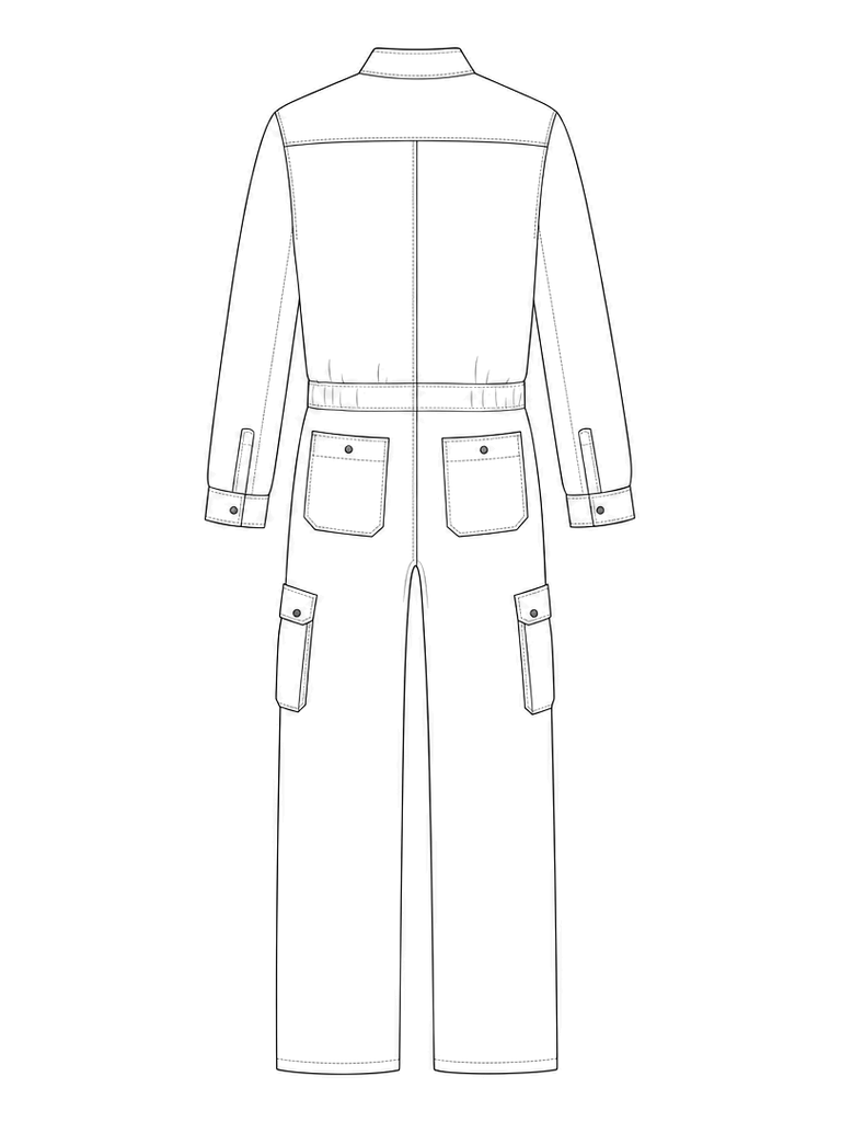 Men's jumpsuit: technical back view.