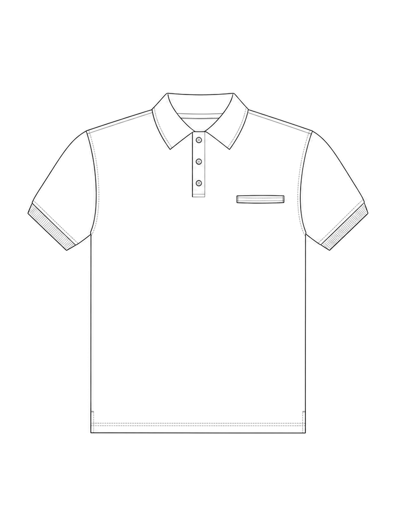 Men's Polo with short sleeve: technical front view.