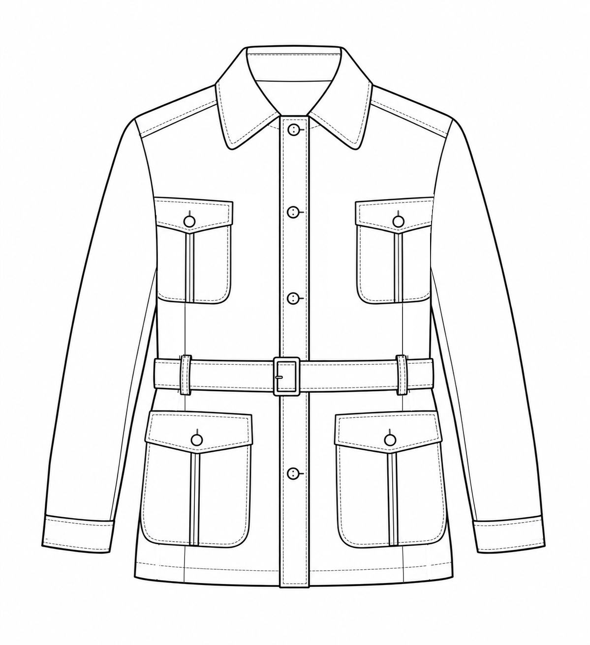 Men's Safari Jacket: technical front view.