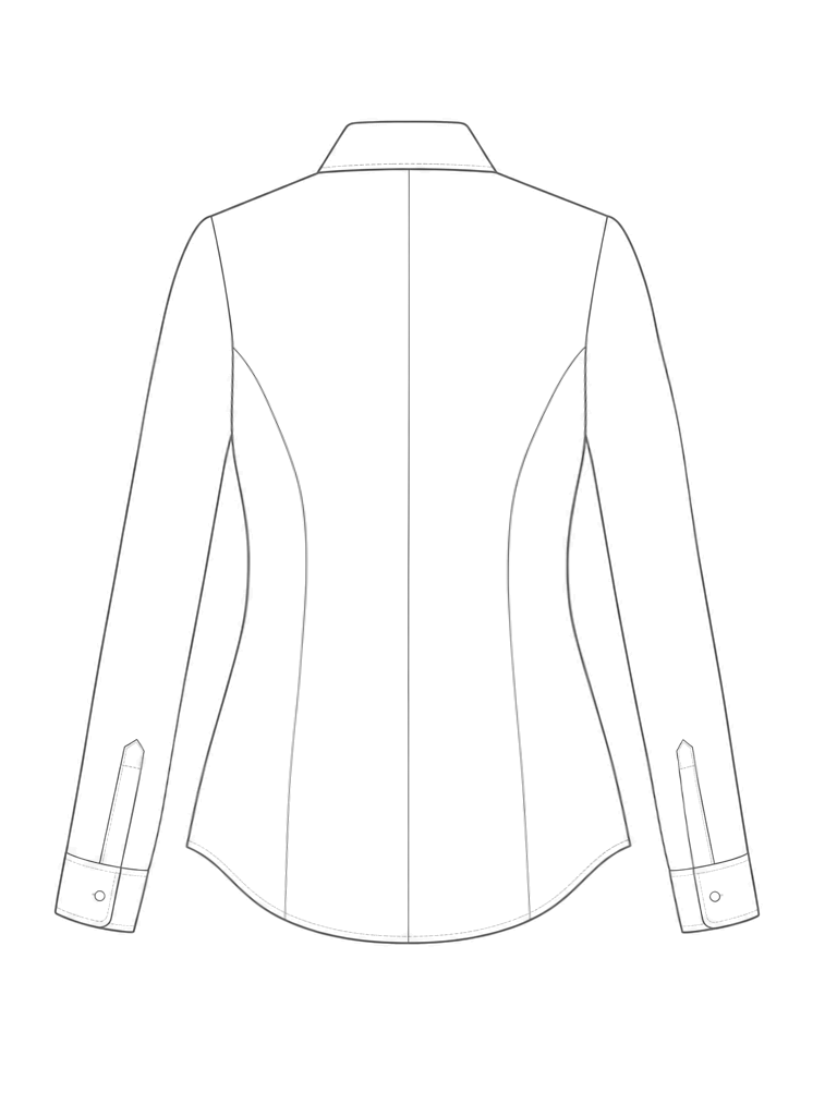 Women's fitted shirt: technical back view.