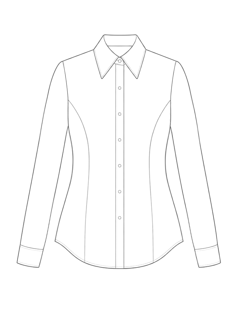 Women's fitted shirt: technical front view.