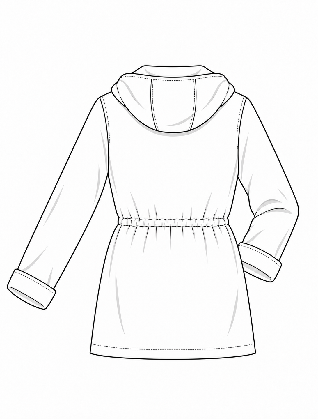 Women's Organza Parka: technical back view.