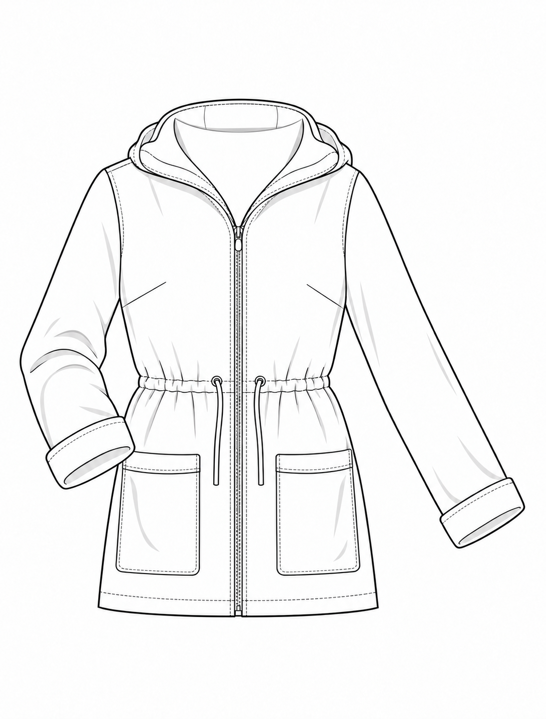 Women's Organza Parka: technical front view.