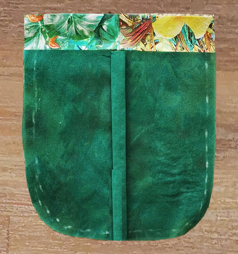 Placement illustration: the lining reaches the facing fold; the facing stays clear.